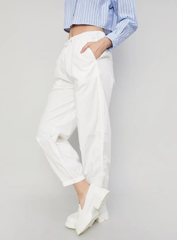 Plain White Straight Pants.