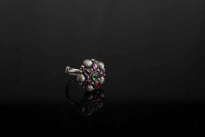 Bloom Ruby With Emerald Ring