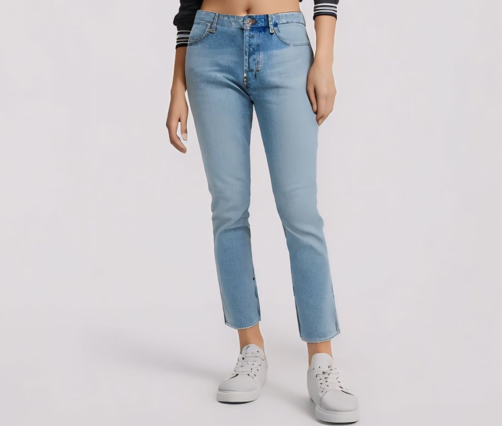 Blue Straight Fit Faded Look Jeans