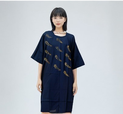 Plain Blue Kurta with Rhinestone