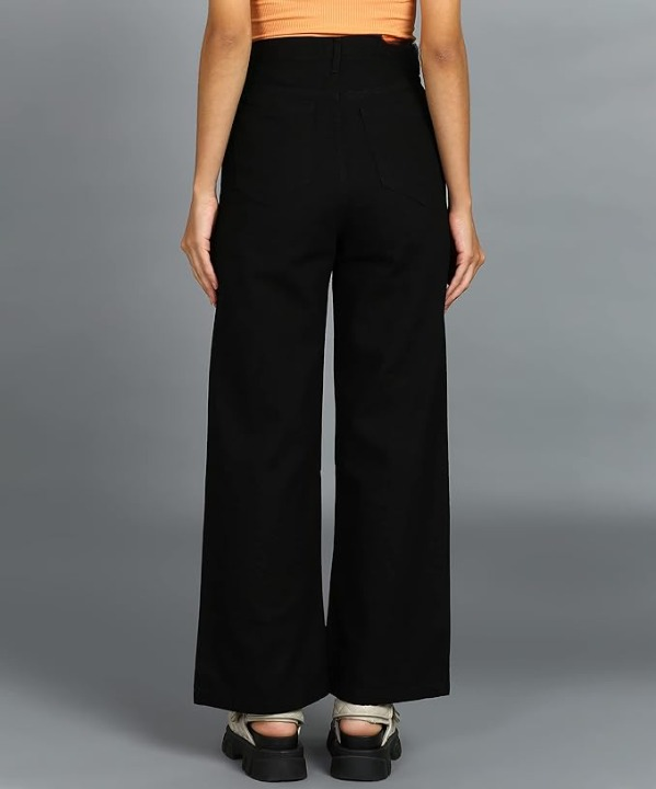 Black Wide Leg Straight Fit Jeans