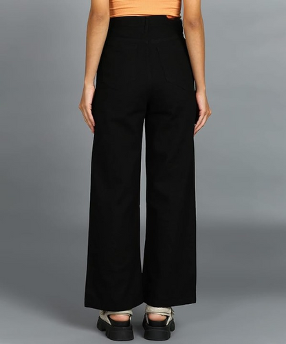 Black Wide Leg Straight Fit Jeans