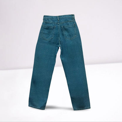 Blue Wide Leg Straight Fit Jeans