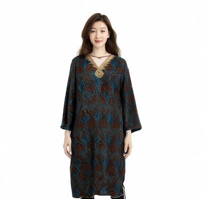 Printed Rayon Blue Kurta