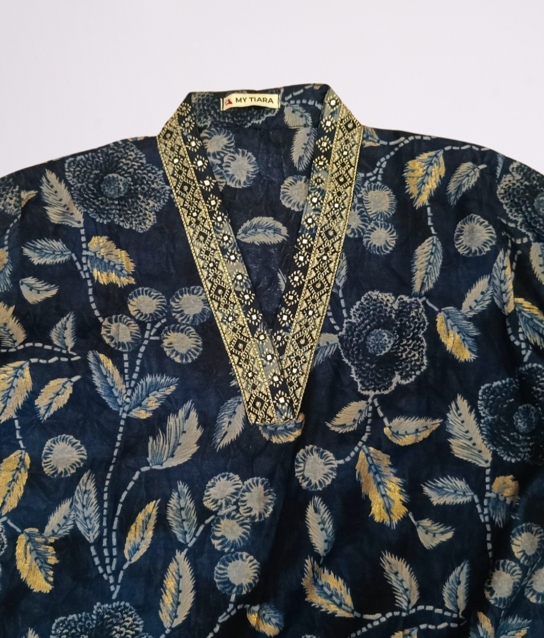 Floral Printed Blue Kurta