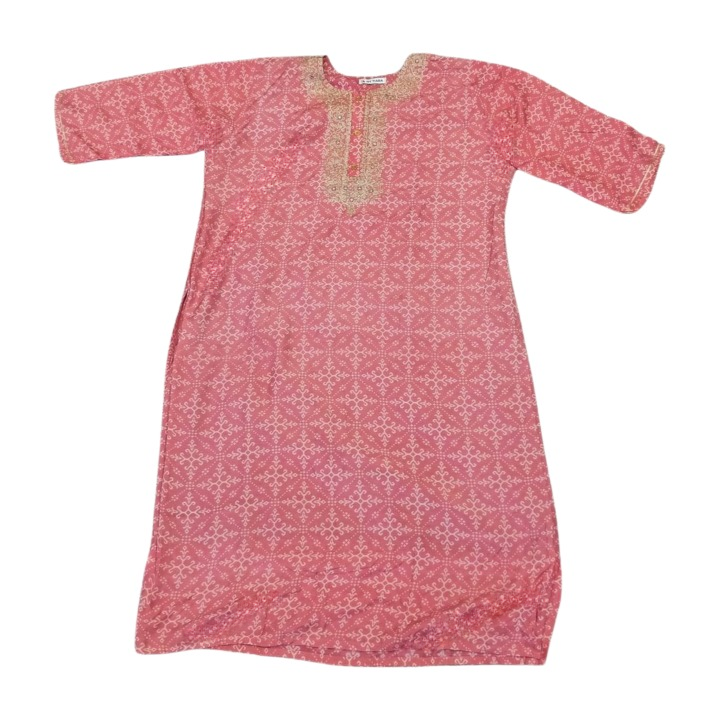 Printed Pink Straight Kurta