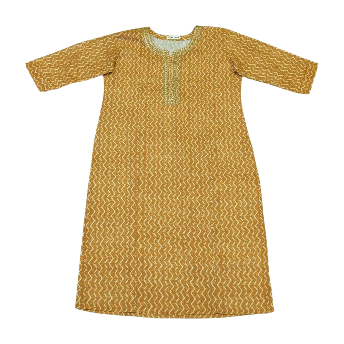 Printed Yellow Straight Kurta