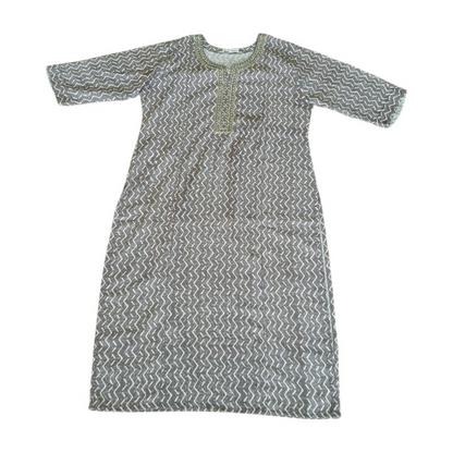 Printed Grey Straight Kurta