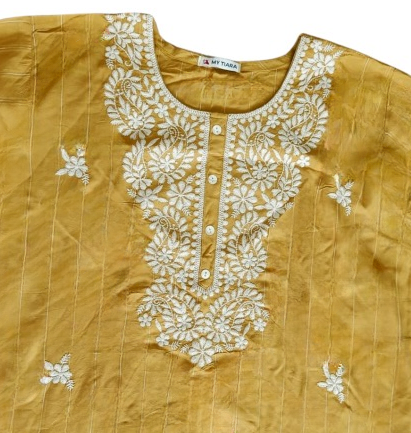 Printed Yellow Straight  Kurta