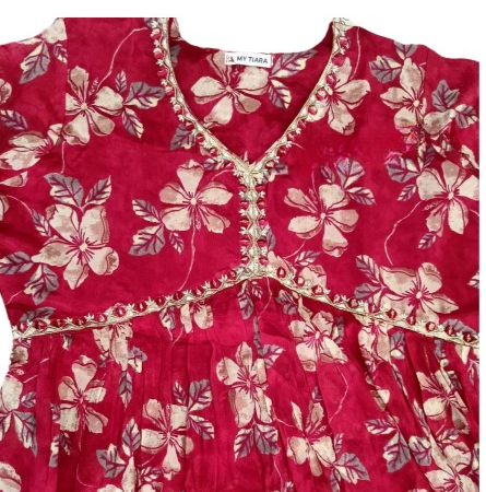 Floral Printed Pink Rayon Kurta