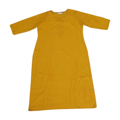 Chikan Embroidery Yellow Kurta