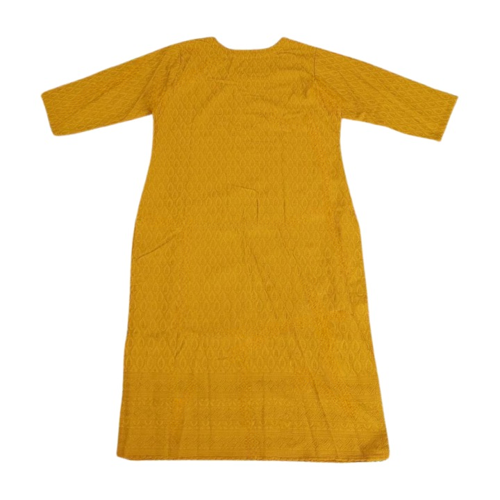 Chikan Embroidery Yellow Kurta