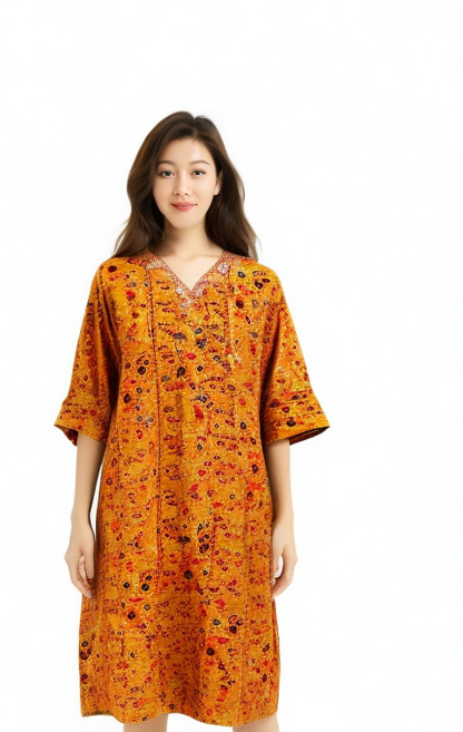 Floral Printed Yellow Kurta