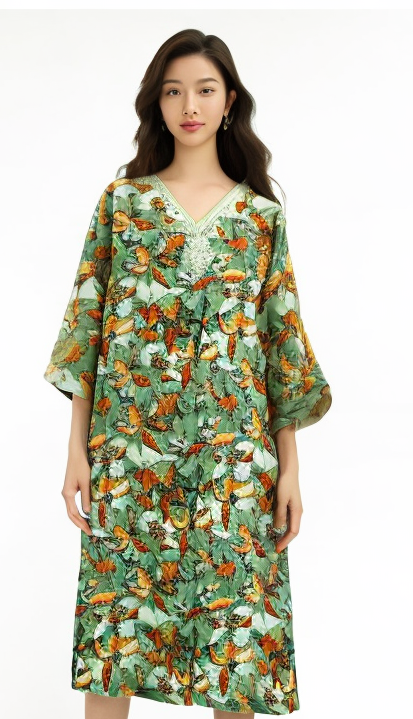 Floral Printed Green Kurta