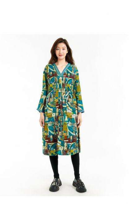 Printed Viscose Rayon Green Kurta