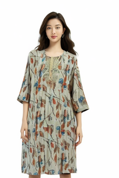 Floral Printed Grey Kurta