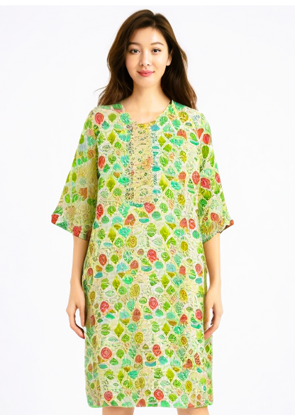 Floral Printed Green Kurta