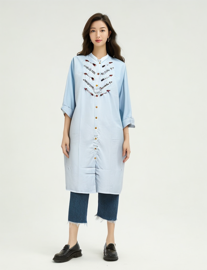 Plain Viscose Rayon Blue Kurta