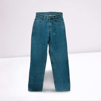 Blue Wide Leg Straight Fit Jeans