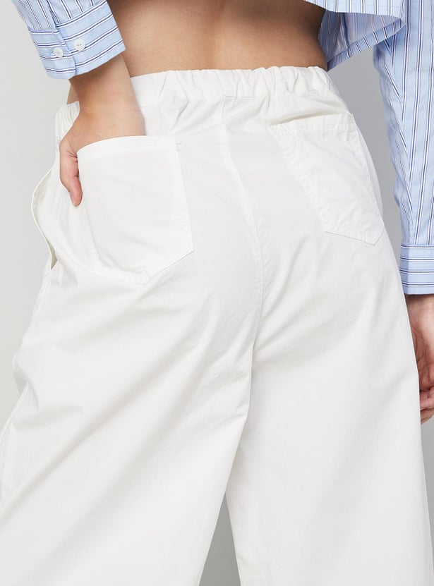 Plain White Straight Pants.