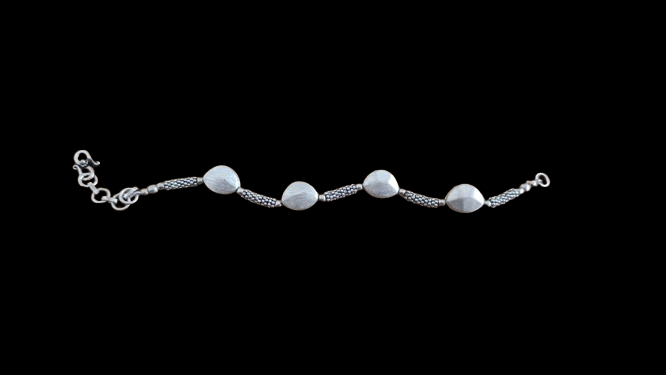 Silver Statement Bracelet with 4 metal beads