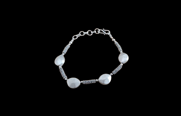 Silver Statement Bracelet with 4 metal beads