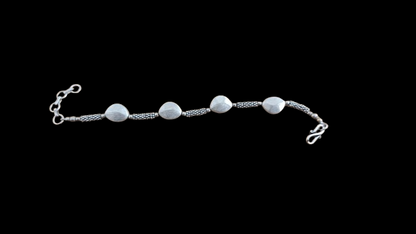 Silver Statement Bracelet with 4 metal beads