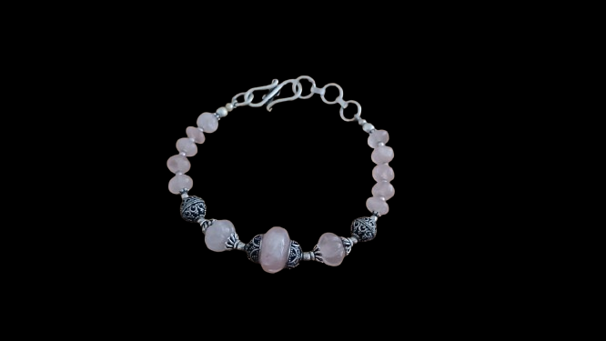 Natural Rose Quartz Beaded Bracelet