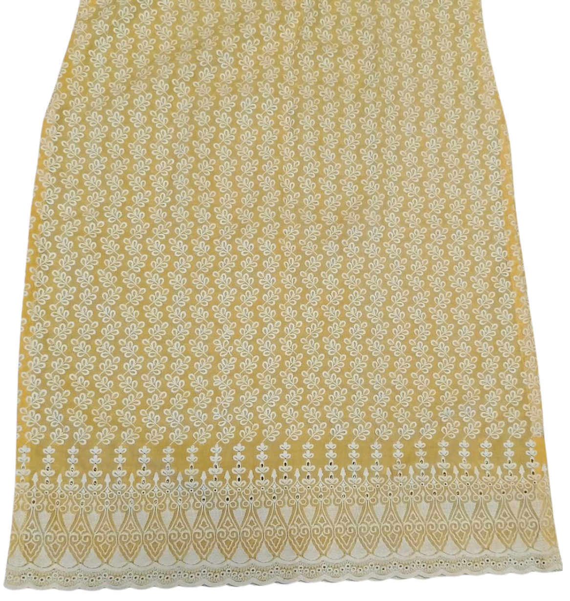 Chikan Embroidery Yellow Kurta