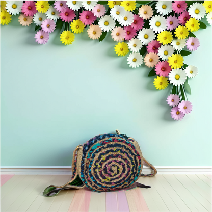 Multicolour Round Jute Bag