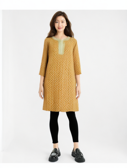 Printed Yellow Straight Kurta