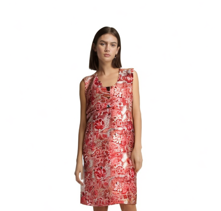 Floral Printed Pink Sleeveless Kurti