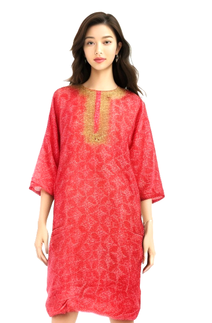 Printed Pink Straight Kurta