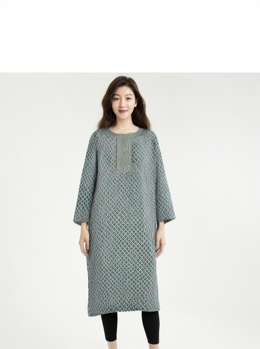 Printed Grey Straight Kurta