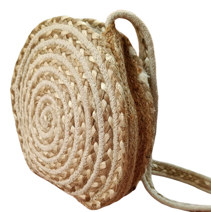 Beige Round Jute Bag