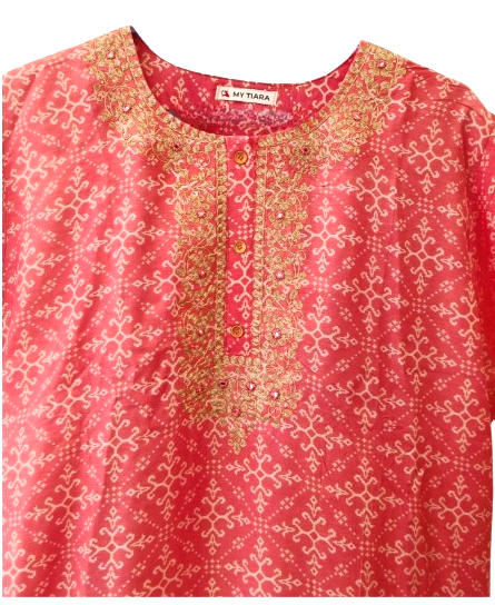 Printed Pink Straight Kurta