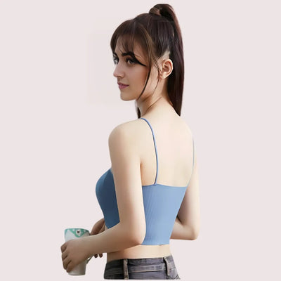 2 Pack seamless padded crop top bra