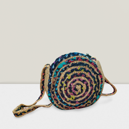 Multicolour Round Jute Bag