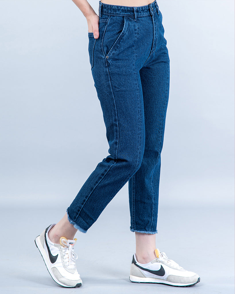 Women's Dark Blue Baggy Fit Jeans