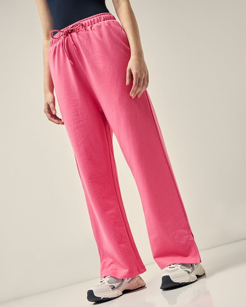 Women's Pink Flared Trousers