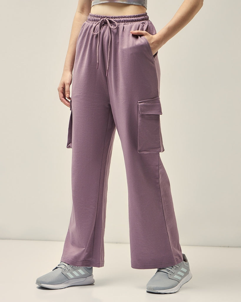 Women's Purple Flared Cargo Trousers