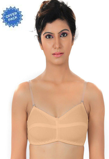 ♥Cool Creamy Transparent Strap Bra(Pk Of 2)