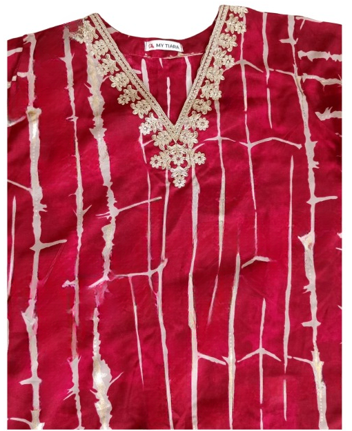 Striped Printed Maroon Kurta