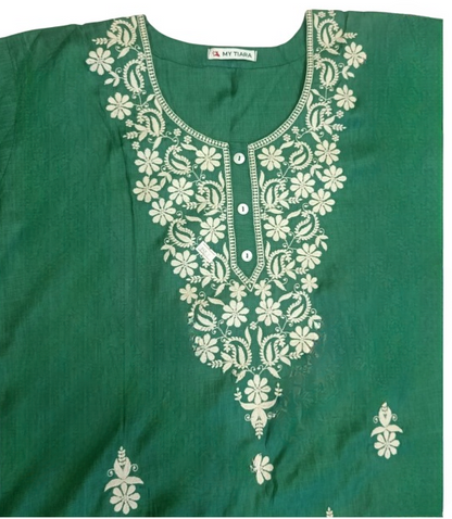 Printed Green Straight Kurta