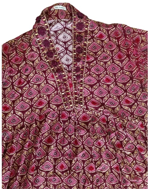 Printed Maroon Kurta